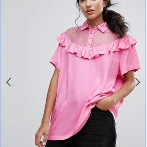 Lazy Oaf "Bad For You" pink blouse M/L
